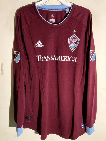 ADIDAS AUTHENTIC MLS LONG SLEEVE TEAM JERSEY COLORADO RAPIDS BURGUNDY MEN'S 2XL Cover