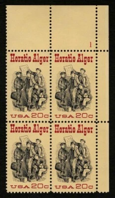 US 1982 #2010 Horatio Alger 20c Plate Block of 4 Mint NH MNH - Image 1 of 2