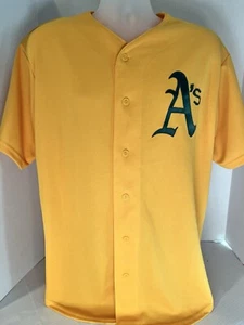 Oakland A's Button-Up Vintage Majestic Made in USA Trikot gelb Herren Größe Large - Bild 1 von 8