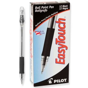 32010 Pilot EasyTouch Ballpoint Stick Pen, Medium Point, Black Ink, Pack of 12 - Picture 1 of 2
