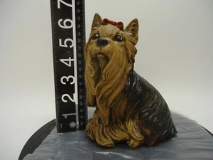 Yorkie Solid Concrete Statue Hand Poured Concrete Hand Painted - Picture 1 of 12