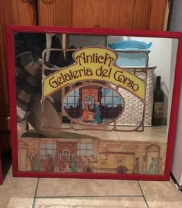 Quadro A Specchio Pubblicitario Vintage Da Collezione Antica Gelateria Del Corso - Bild 1 von 2