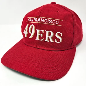 Vintage 90s STARTER San Francisco 49ers 100% Wool NFL Snapback Hat Cap - Red - Picture 1 of 10