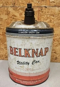 Vintage Belknap Hardware 5 Gallonen Metall Allzweck Gas/Öldose, Werbedekor - Bild 1 von 9