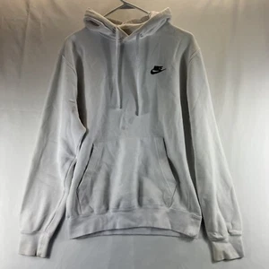 Nike White Logo Long Sleeve Pullover Hooded Sweatshirt Unisex Size Small - Picture 1 of 18