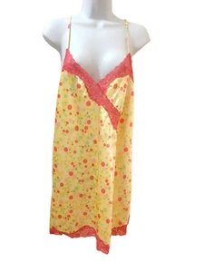 Secret Treasures Damen Kurz Camisole Nacht Slip Gelb Orange Blasen Groß - Bild 1 von 5
