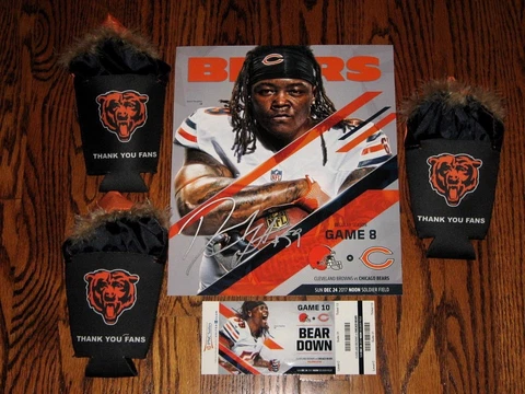 CHICAGO BEARS SOLDIER FIELD GIVEAWAY 3 KOOZIES TREVATHAN POSTER TICKET 12/24/17 Cover