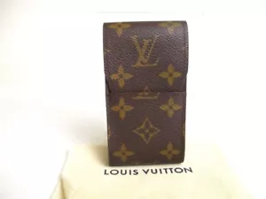 Autentico portasigarette LOUIS VUITTON monogramma in pelle marrone #a372 - Foto 1 di 12