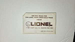1 DOZEN BRASS TRACK PINS FOR LIONEL LARGE SCALE "G" TRACK 8-82109 NEW Old Stock - Picture 1 of 2