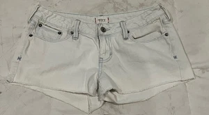 TILT - abgeschnittene Jeansshorts weiß mit blauen Nähten - Damen Junior - Größe 5 - Bild 1 von 5