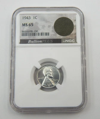 1943  STEEL WARTIME LINCOLN CENT NGC MS65 - Image 1 of 2