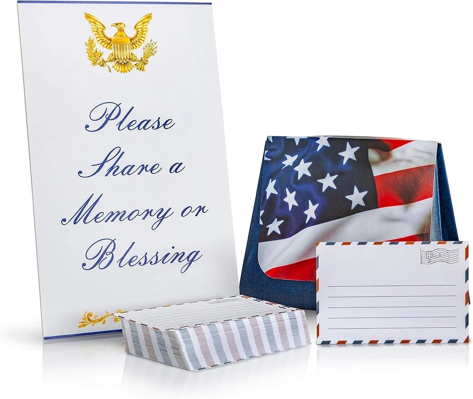 Tarjetas de memoria hechas en Estados Unidos para funerales militares - Tarjetas de notas patrióticas conmemorativas Foto 1 de 4