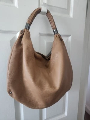 Kenneth Cole No Slouch Carmel Leather Hobo Bag W/Studded  Strap.18”x13”x3.5” - Image 1 of 4