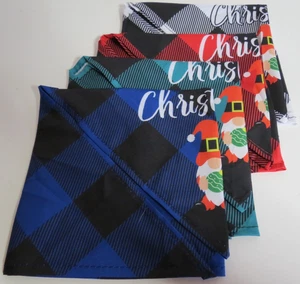 Set of 4 (Red Green Blue White) Merry Christmas Plaid Pet Bandanas - Gnome - Picture 1 of 10