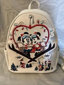 Disney Parks Mickey & Minnie Mouse Ski Lift Christmas Loungefly Backpack NWOT - Picture 1 of 6