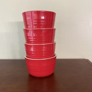 Le Creuset (4) 14-27 Red Ramekins Lot Round Bakeware 3” - Picture 1 of 4
