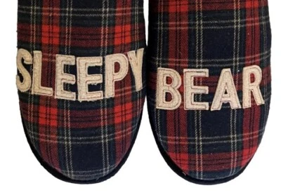 DEARFOAMS Oso Dormitorio Rojo Difuso Azul Marino Cuadros Casa Zapatillas Zueco Tobogán con:7/8 M:5/6 Foto 1 de 4