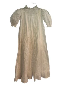 c.1900-1910 Antique Long Baby Christening Gown Lace Gauze - Picture 1 of 11