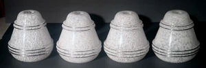 4 LAMPADE VINTAGE VETRO SOFFIATO PARALUME 5" FORO 1 1/8" LAMPADARIO LINEE ARGENTO - Foto 1 di 5