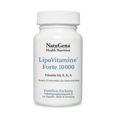 NatuGena LipoVitamine Forte 10000 Kapseln vegan Vitamin D3, E, K2, A MHD 04/25