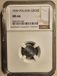 Poland 1 Grosz 1949 NGC MS 66 - Picture 1 of 2