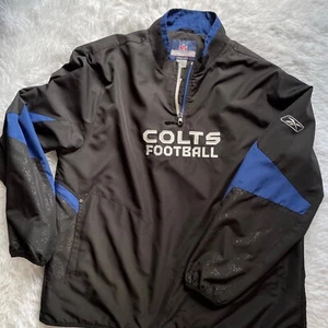 NFL Reebok Men Size L Colts 1/4 Zip Long Sleeve Pullover Size Large 0113 - Picture 1 of 9