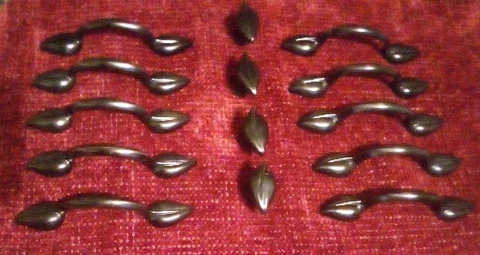 10 Decorative Leaf Drawer Handles/4 Drawer Knobs Oil Rubbed Bronze Cover