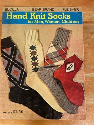Rare 1950 Hand Knit Socks Yarn Knitting Pattern Book #340 de - Image 1 of 3