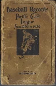 Rare 1928 Pacific Coast League PCL Baseball Records 1903-28 Leo Moriarty - Bild 1 von 2