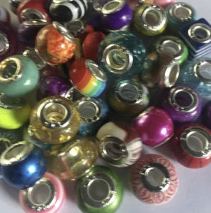 25 pcs Mix Resin & Acrylic Mix Design Multicolour European Large Hole Beads - Picture 1 of 5