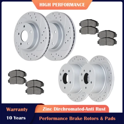 Front Rear Brake Slotted Rotors Ceramic Pads for 2013-2018 Nissan Altima Sedan - Image 1 of 4