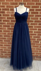 Vestido Largo de Gasa Boda Noche Formal Fiesta Baile de graduación Dama de honor Azul Marino - Imagen 1 de 24