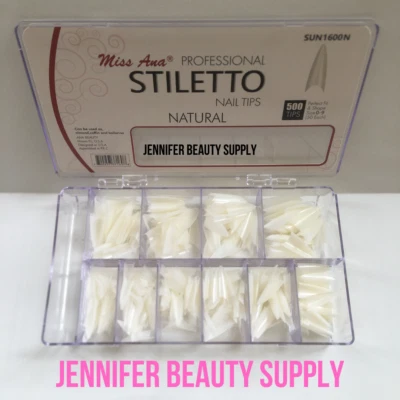 500 PIEZAS PUNTAS DE UÑAS ACRÍLICAS FALSAS FRANCESAS STILETTO UÑAS LARGAS Foto 1 de 4