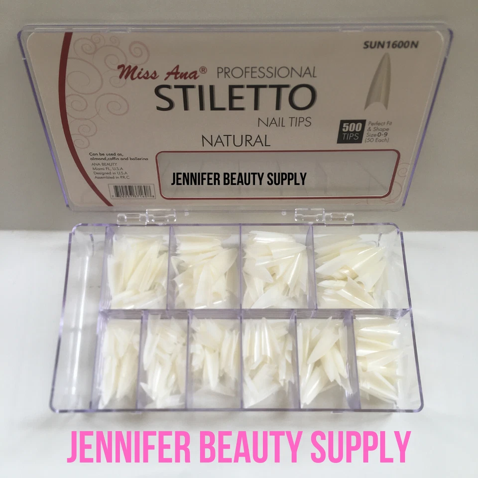 500 ШТ. ФРАНЦУЗСКИХ ФАЛЬШИВЫХ АКРИЛОВЫХ НОГТЕЙ STILETTO ДЛИННЫЕ НОГТИ ГРОБ - Изображение 1 из 4