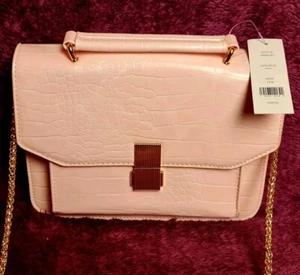 French Connection mock croc embossed crossbody bag in light pink - Picture 1 of 6