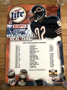 Chicago Bears Schedule Poster Miller Lite Beer & ESPN 26x18 NFL Football Gift - Picture 1 of 7