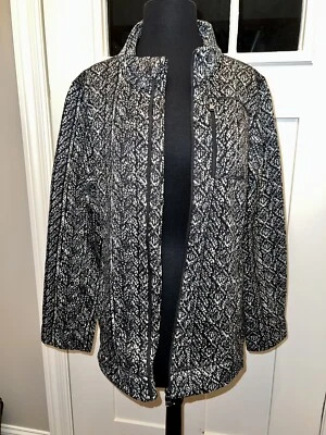 Chaqueta acolchada tejida negra blanca Marc New York para mujer con cremallera XL cónica carcasa suave Foto 1 de 4