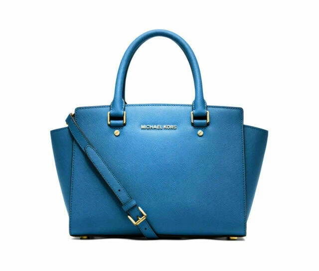 MICHAEL Michael Kors Medium Selma Saffiano Leather Satchel in Heritge Blue