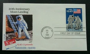 [SJ] USA Moon Landing 20th Anniversary 1989 Space Astronomy Flag Astronaut (FDC) - Picture 1 of 5