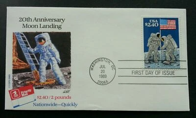 [SJ] USA Moon Landing 20th Anniversary 1989 Space Astronomy Flag Astronaut (FDC) - Image 1 of 4