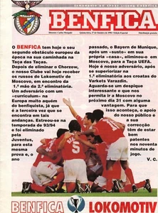 Football programme Benfica Portugal v Lokomotiv Moscow Russia 1996 Cup Winners - Picture 1 of 1
