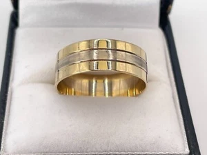 14ct Gold Yellow & White Gold 7mm Wedding Band Ring. Goldmine Jewellers. - Picture 1 of 7