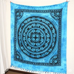 Indian Tie Dye Elephant Mandala Wall Hanging Décor Tapestry Queen Bedding Hippie - Picture 1 of 2