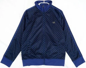 Chaqueta de pista Fred Perry azul a cuadros cremallera completa para hombre t... - Imagen 1 de 6