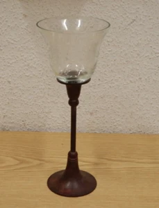 Antiguo candelabro de luz de viento metal vidrio cincelado antiguo - Imagen 1 de 4