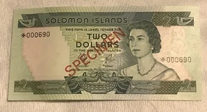 SOLOMON ISLANDS $2 5 10 1977 QUEEN UNC SPECIMEN BANK NOTE 3 PCS SET - Picture 1 of 7