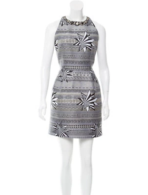 NWOT Matthew Williamson Grey Embellished Jacquard Dress - UK 10, US 6 — 第 1/4 张图片