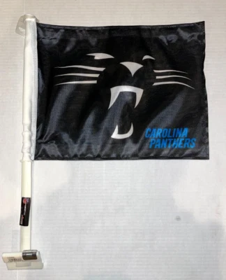LOGOTIPO DE CAROLINA PANTHERS negro 11X14 bandera de coche GENUINA NFL con licencia vendedor de EE. UU. Foto 1 de 4
