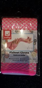 Womens Pink Fishnet Gloves 80's 90's Barbie Halloween Punk - Picture 1 of 1