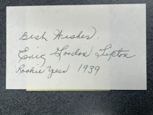 Eric Tipton autographed 3 x 5 index card MLB Guaranteed Pass